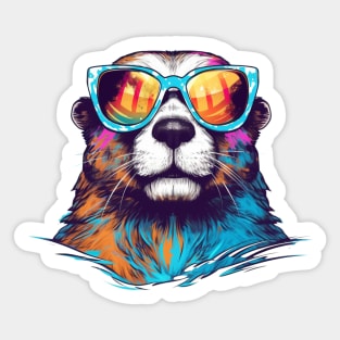 cool otter colorful Sticker